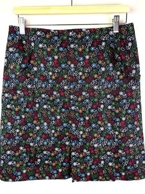 Talbots Women’s blue Bicycle Print A-Line Skirt size 8